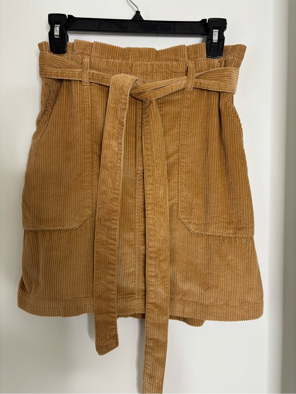 American Eagle Outfitters Camel Corduroy Tie-Waist Mini Skirt